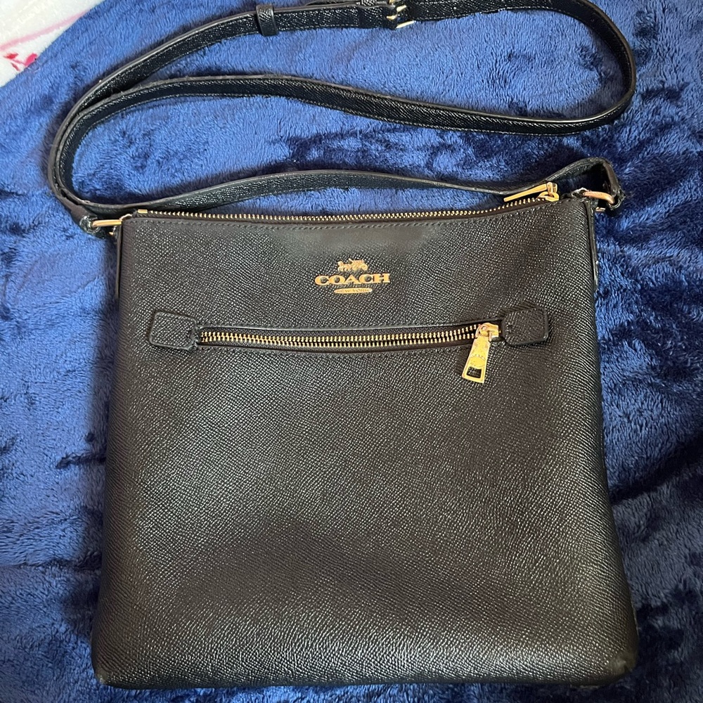 Coach Black Crossbody Bag with Gold Accents